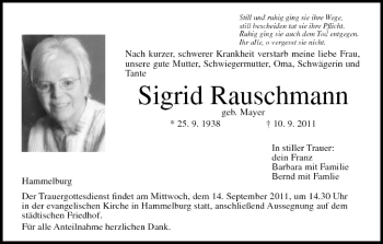 Anzeige von Sigrid Rauschmann von MGO