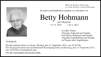 Anzeige von Betty Hohmann von MGO