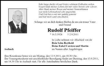 Anzeige von Rudolf Pfeiffer von MGO