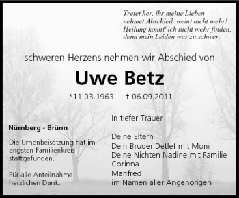 Anzeige von Uwe Betz von MGO