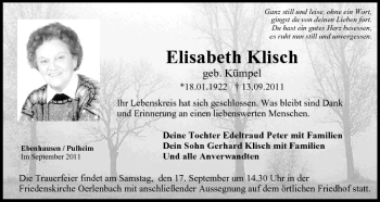 Anzeige von Elisabeth Klisch von MGO