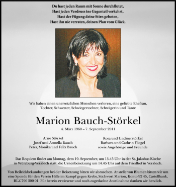 Anzeige von Marion Bauch-Störkel von MGO