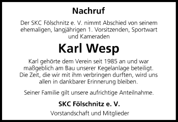 Anzeige von Karl Wesp von MGO