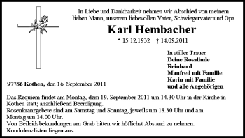 Anzeige von Karl Hembacher von MGO