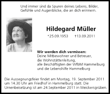 Anzeige von Hildegard Müller von MGO