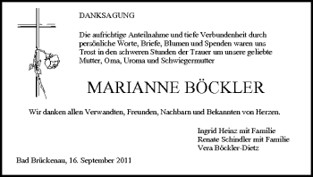 Anzeige von Marianne Böckler von MGO