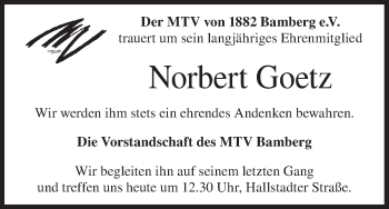 Anzeige von Norbert Goetz von MGO