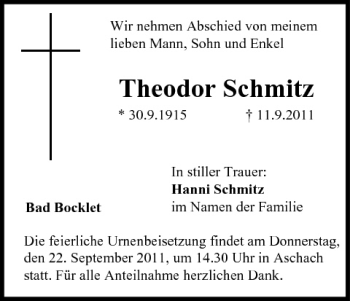 Anzeige von Theodor Schmitz von MGO