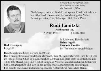 Anzeige von Rudi Lanitzki von MGO