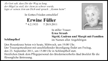 Anzeige von Erwine Füller von MGO