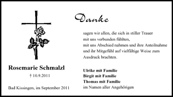 Anzeige von Rosemarie Schmalzl von MGO