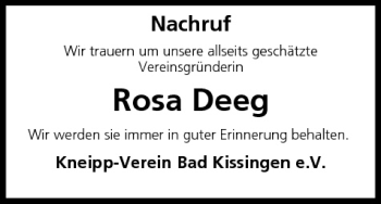 Anzeige von Rosa Deeg von MGO