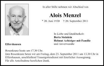 Anzeige von Alois Menzel von MGO