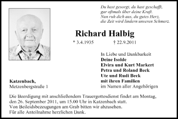 Anzeige von Richard Halbig von MGO