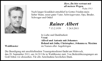 Anzeige von Rainer Albert von MGO