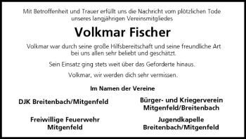 Anzeige von Volkmar Fischer von MGO