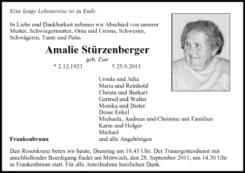 Anzeige von Amalie Stürzenberger von MGO