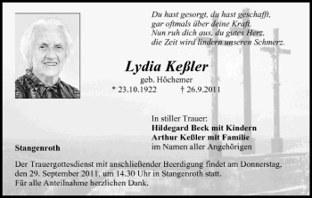 Anzeige von Lydia Keßler von MGO