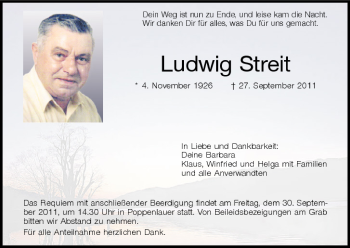 Anzeige von Ludwig Streit von MGO