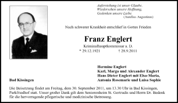 Anzeige von Franz Englert von MGO