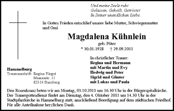 Anzeige von Magdalena Kühnlein von MGO