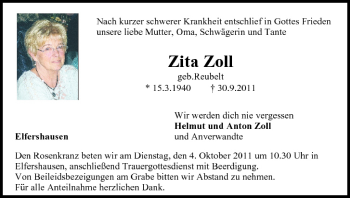 Anzeige von Zita Zoll von MGO