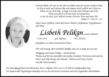 Anzeige von Lisbeth Pelikan von MGO