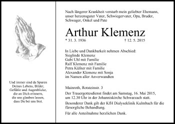 Anzeige von Arthur Klemenz von MGO