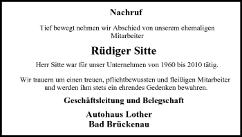 Anzeige von Rüdiger Sitte von MGO