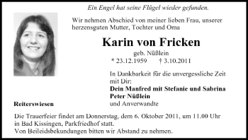 Anzeige von Karin von Fricken von MGO