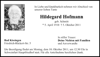 Anzeige von Hildegard Hofmann von MGO