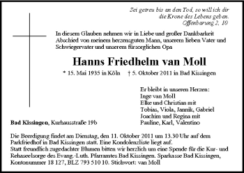 Anzeige von Hanns Friedhelm van Moll von MGO