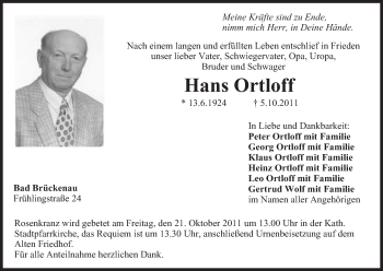 Anzeige von Hans Ortloff von MGO