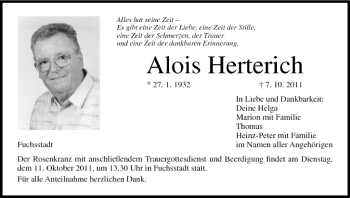 Anzeige von Alois Herterich von MGO