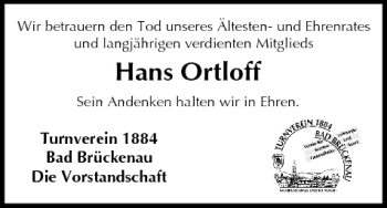 Anzeige von Hans Ortloff von MGO