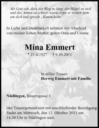 Anzeige von Mina Emmert von MGO