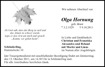 Anzeige von Olga Hornung von MGO