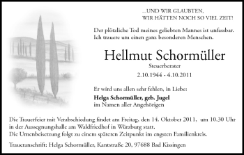 Anzeige von Hellmut Schormüller von MGO