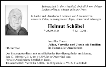 Anzeige von Helmut Schöbel von MGO