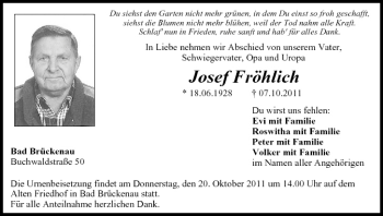 Anzeige von Josef Fröhlich von MGO