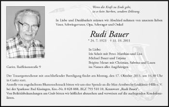 Anzeige von Rudi Bauer von MGO