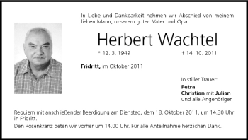 Anzeige von Herbert Wachtel von MGO