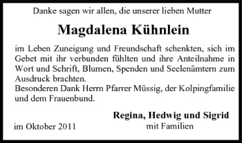 Anzeige von Magdalena Kühnlein von MGO