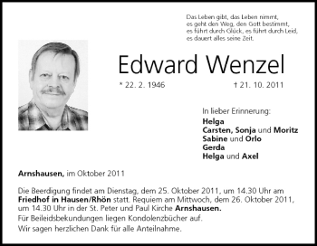Anzeige von Edward Wenzel von MGO