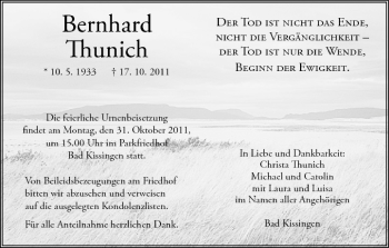 Anzeige von Bernhard Thunich von MGO