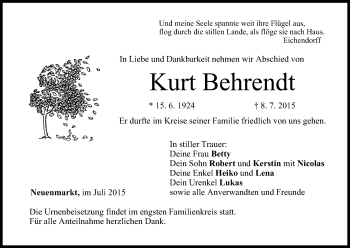 Anzeige von Kurt Behrendt von MGO