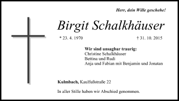 Anzeige von Birgit Schalkhäuser von MGO