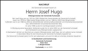 Anzeige von Josef Hugo von MGO