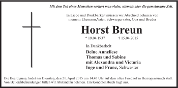 Anzeige von Horst Breun von MGO