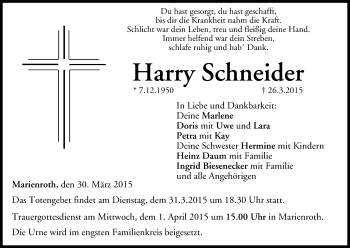Anzeige von Harry Schneider von MGO